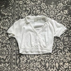 White linen cropped shirt